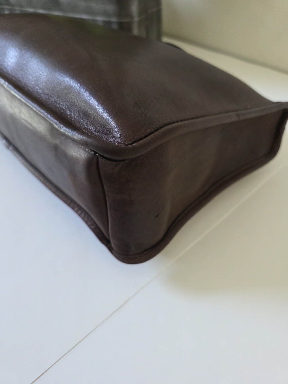 Vintage Coach Slim Satchel NYC Mahogany Glove Tanned Leather Top Handle Brief - Picture 11 of 16